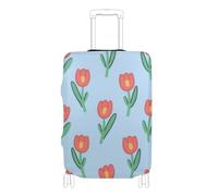 SyXIOP Copertura elastica per bagagli, resistente ai graffi, accessorio da viaggio, adatto per bagagli da 45-81 cm, Tulipani Cartoon Blu Fiore, L 26-28 in, Classico
