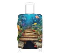 SyXIOP Copertura elastica per valigie 3D con foro bianco da parete subacquea, antigraffio, accessori da viaggio, adatta per bagagli da 45-81 cm, Paesaggio subacqueo della parete bianca del foro 3d, M