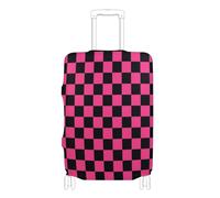 SyXIOP Copertura elastica per valigie, motivo scozzese americano viola e nero, resistente ai graffi, adatta per bagagli da 45,7 a 81,7 cm, Plaid americano viola e nero, S 18-20 in, Classico