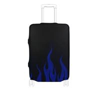 SyXIOP Copertura elastica per valigie, resistente ai graffi, adatta per bagagli da 45,7 a 81,7 cm, colore nero fluorescente con fiamma fredda blu scuro, Nero Fluorescente Cool Flame Blu Scuro, S 18-20