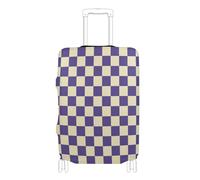 SyXIOP Copertura elastica viola e bianca a quadri americani per bagagli lavabile valigia accessorio da viaggio adatto per bagagli da 45-81 cm, Plaid americano viola e bianco, S 18-20 in, Classico