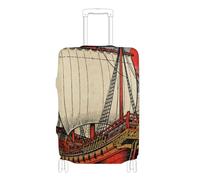SyXIOP Copertura per bagagli in tessuto elastico con onde dell'oceano giapponese e mare, antigraffio, adatta per bagagli da 45,7 a 81,7 cm, Barca giapponese Ocean Sea Waves, M 22-24 in, Classico
