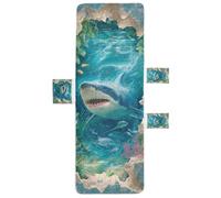 SyXIOP Copertura per sedia a sdraio 3D con squalo, oceano, mare, patio, in microfibra, morbida, con cinghie antivento, per prendere il sole all'aperto, 215,9 x 76,2 cm para muebles de patio