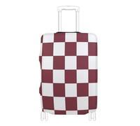 SyXIOP Copertura protettiva elastica per bagagli, motivo scozzese americano, antigraffio, adatta per bagagli da 45,7 a 81,7 cm, colore: marrone e bianco, Plaid americano marrone e bianco, L 26-28 in