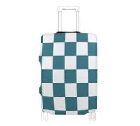 SyXIOP Coperture elastiche per valigie in tartan americano verde e bianco copertura per bagagli antigraffio accessorio da viaggio adatto per bagagli da 45-81 cm, Plaid americano verde e bianco, M 22