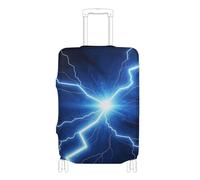 SyXIOP Copribagagli elastico blu neon per valigie antigraffio coperture per bagagli protezione per bagagli adatto per bagagli da 46 a 81 cm, Fulmine Blu Neon, S 18-20 in, Classico