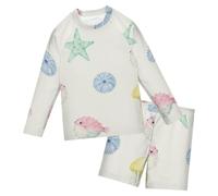 SyXIOP Costume da bagno a maniche lunghe con meduse subacquee e protezione UV per ragazzi con costume da bagno a maniche lunghe Rashguard 3-10, Medusa subacquea di colore morbido, 5-6 Anni