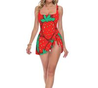 SyXIOP Costume da bagno intero da donna, a copertura completa, con frutto e fragole, Multicolore, S