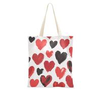 SyXIOP Cuori rossi e neri Tote bag per le donne borse di tela di tutti i giorni con manici Borsa di Tote riutilizzabile Borsa di Tela Carina per lo Shopping Bolsa de lona