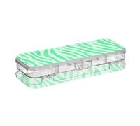 SyXIOP Custodia rigida a doppio strato per penne in plastica trasparente con motivo tigri verde menta con texture in pelliccia di tigri con coperchio a scatto