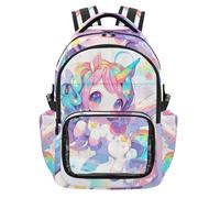 SyXIOP Cute Chibi Unicorns Zaino trasparente per bambini in PVC trasparente con cuciture rinforzate per l'allenamento scolastico degli studenti, età 7-18 anni mochilas de ninas para escuela