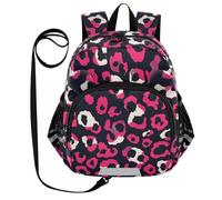 SyXIOP Cute Ears Fun Kids Backpack Leash Cool Girls Anti-Lost Elementary School Backpack con striscia riflettente Leopard Pattern Magenta Nero, Motivo leopardato Magenta Nero, M, Casual