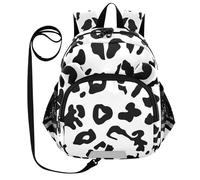 SyXIOP Cute Ears Kids Day Backpack Leash Cool Girls Anti-Lost Daycare Borsa per pannolini con striscia riflettente Nero Bianco Leopard Print, Stampa leopardata bianca nera, S, Casual
