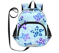 SyXIOP Cute Ears, zaino da scuola per bambini con guinzaglio, borsa anti-smarrimento per libri per la scuola con striscia riflettente blu stella leopardata stampa, Stampa leopardata stella blu, S