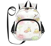 SyXIOP Cute Ears, zaino per bambini con guinzaglio, per bambini e bambine, anti-smarrimento, con striscia riflettente, fiore rosa e api divertenti, Fiore rosa e api divertenti, S, Casual