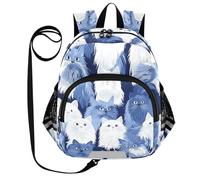 SyXIOP Cute Ears, zaino per la scuola per bambini, con guinzaglio alla moda, anti-smarrimento, con striscia riflettente, divertente gatto angora turco, blu navy, Funny Angora Turco Gatti Blu Navy, S