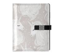 SyXIOP Delicato cartone animato unicorni grigio chiaro foderato in pelle soggetto notebook delicato diario notebook per college 6.7x9.2