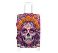 SyXIOP Dia De Los Muertos - Copertura elastica colorata per bagagli, resistente ai graffi, adatta per valigie da 45-81 cm, Dia De Los Muertos messicano Sugar Skull Girl colorato, L 26-28 in, Classico