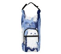 SyXIOP Divertente borsa porta bottiglia d'acqua con gatto angora turco blu navy con tasca per telefono portabottiglie salvaspazio per escursioni da 50/61/91/1134 ml, per passeggiate quotidiane