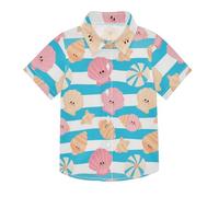 SyXIOP Estate Stripe Shell Blu Hawaiian Manica Corta Button Up Ragazzi Camicia Party Button Down Camicia Ragazzi Manica Corta 3-10 Anni, Estate Stripe Shell Blu, 7-8 Anni