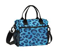 SyXIOP Falso Glitter Leopard Print Blu Minimalista Lunch Box con Tracolla Grandi Borse Pranzo per Le Donne per la Scuola Materna Lonchera para escuela
