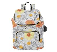 SyXIOP Foglie grigie e fiori gialli progettato donne zaino premio casual borsa zaino per viaggio sport palestra bolsos para