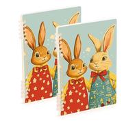 SyXIOP Formato A5 carino bianco coniglio fiore Pasqua notebook spirale 21,1 x 14,5 cm, resistente all'usura composizione notebook a righe larghe 60 fogli per diario e lista delle cose da fare