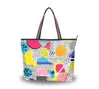 SyXIOP Frutti Stile Astratto Colorato Tessuto di Seta Zip Scuola Tote Bag Borse Riutilizzabili per le donne sotto per Prom Fidanzamento Cocktail Party Matrimonio, Frutta Stile Astratto Colorato