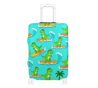 SyXIOP Fun Summer Surfing T-rex Dinosaur copertura elastica antipolvere antigraffio per valigia accessorio da viaggio adatto per bagagli da 45-81 cm, Fun Summer Surfing T-rex Dinosauro, M 22-24 in