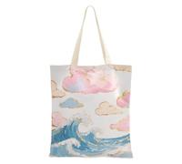 SyXIOP Giapponese di buon auspicio nuvole e onde Tote Borsa di Tela con manici Tote Bag Economico Borsa della spesa per le Donne Lavoro Bolsa de lona