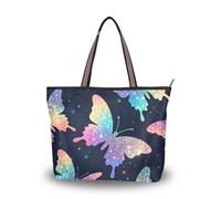 SyXIOP Glitter Butterfly Silhouettes tessuto di seta cinghie con cerniera per borse alla moda borse per le donne sotto Prom Fidanzamento Cocktail Party Wedding, Sagome di farfalle glitterate, Medium