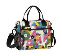 SyXIOP Graffiti Artwork Colorful Geometic Pattern Grande Capacità Tote Bag con Tracolla Lunch Box per gli Uomini per Ufficio loncheras para Hombres de Trabajo