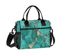 SyXIOP Greenish-Gold Marble Texture Lunch Bag per le donne con tracolla Big Lunch Bags per le donne per viaggi loncheras para Mujeres de Trabajo