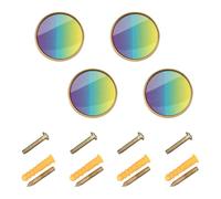 SyXIOP Hardware sfumato da viola a giallo per armadi e cassetti, pomelli per armadio, 32 mm, per libreria, confezione da 4