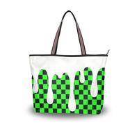 SyXIOP Ice Cream Plaid Checked Green tessuto di seta borsa con cerniera per le donne borse riutilizzabili per le donne sotto Prom Fidanzamento Cocktail Party Wedding, Ice Cream Plaid Verde, Medium