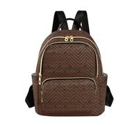 SyXIOP Il computer portatile impermeabile a 12,5 pollici della spalla di Brown scuro a strisce quadrato insacca per il mini zaino delle donne per affare, Quadrato a righe marrone scuro, S, Casual