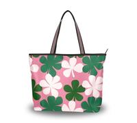 SyXIOP Irlanda del Nord Clover Leaf Pink Green tessuto di seta borse hobo borse alla moda borse e borse a tracolla per tutti i giorni e viaggi, Irlanda del Nord Trifoglio Rosa Verde, Large