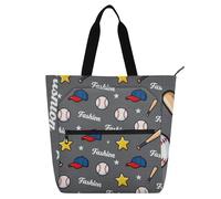 SyXIOP Kid Tote Bag per bambini donne uomini, moda baseball grigio resistente agli strappi Heavy Duty riutilizzabile biblioteca libro borsa per college shopping spiaggia bolso para libros de lectura