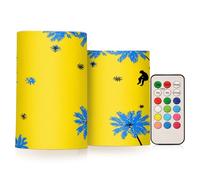 SyXIOP Lazy Paradise - Candele decorative tremolanti gialle e blu con telecomando elettronico, con telecomando, per feste e feste, funzionamento a batteria