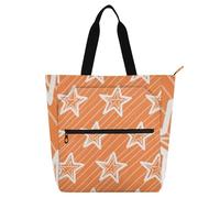 SyXIOP Libri Tote Borse per Bambini Ragazzi Ragazze, Arancione Stelle Resistente ai Graffi Scuola Beach Bag con Cerniera per College Shopping Beach bolsa para llevar