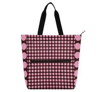 SyXIOP Libri Tote Borse per Bambini Ragazzi Ragazze, Retro Rosa Marrone Polka Dot Y2k 600D Oxford tessuto Scuola Beach Bag con Cerniera per Scuola Shopping Spiaggia tela para