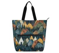 SyXIOP Libri Tote Borse per gli amanti dei libri, Colorful Mountain Peak Tree Tasche multiple Biblioteca Book Bag con cerniera per la scuola Shopping Beach bolsos para guardar libros