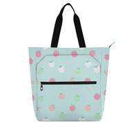 SyXIOP Libri Totes Book Bag per gli amanti dei libri, frutta a forma di cuore blu pastello facile da pulire Biblioteca Borsa a tracolla con cerniera per College Shopping Beach bolsa de tela para