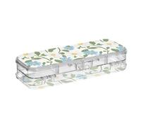 SyXIOP Little Blue Daisies Flowers Progettato Clear Pencil Box Double Deck Hard Pen Case per articoli di cancelleria con scatto e coperchio
