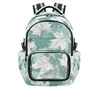 SyXIOP Maple Leaves Mint Greenmless Pattern_3 Zaino trasparente per bambini per la scuola in PVC trasparente con cinghie imbottite per scuola università lavoro, età 7-18 mochilas de ninas para escuela