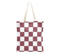 SyXIOP Marrone e Bianco Americano Plaid Canvas Totes Bulk con maniglie Carino Tote Bag Borse Riutilizzabili per Dail Bolsa de lona