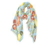 SyXIOP Melograno e Limone William Morris Blu oversize autunno sciarpa per le donne moda donna moda donna calda sciarpa invernale 94 x 188 cm donna autunno inverno