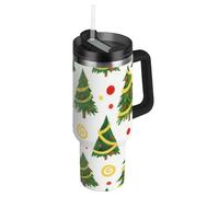 SyXIOP Merry Christmas Green Christmas Tree Bottiglia d'acqua riutilizzabile per ragazze con cannuccia resistente alle perdite Flip Decorativa Tazza da caffè da viaggio con manico per casa, ufficio o