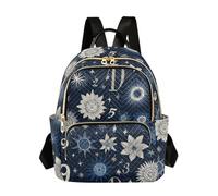 SyXIOP Mini zaino convertibile da 32,5 cm con numero di sole e fiori, alla moda, per donne, ragazze adolescenti, Numero Sole Fiori Blu, S, Casual