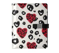 SyXIOP Moda amore rosso leopardo stampa natale cuoio foderato a righe notebook portatile diario notebook per viaggiare 6.7x9.2